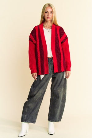 Merry & Bright Cable-Knit Color Block Cardigan