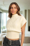 Isolde Refined Turtleneck Sweater Vest in Cream