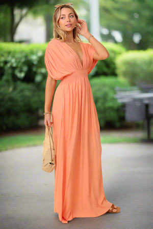 Getaway Maxi Dress in Melon, Blue Glow & Black