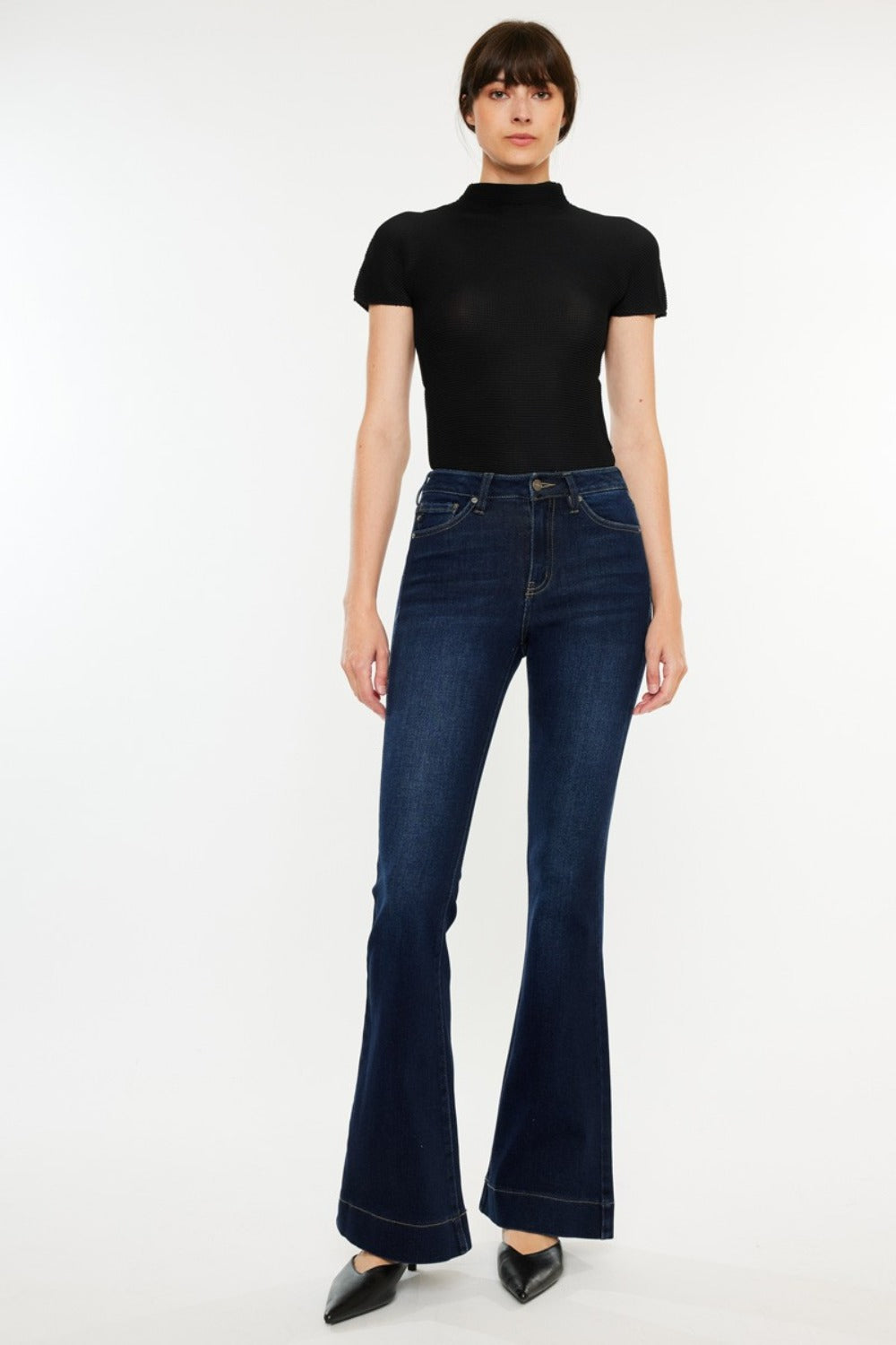 Hey Slim Flare High Rise Jeans in Dark Wash