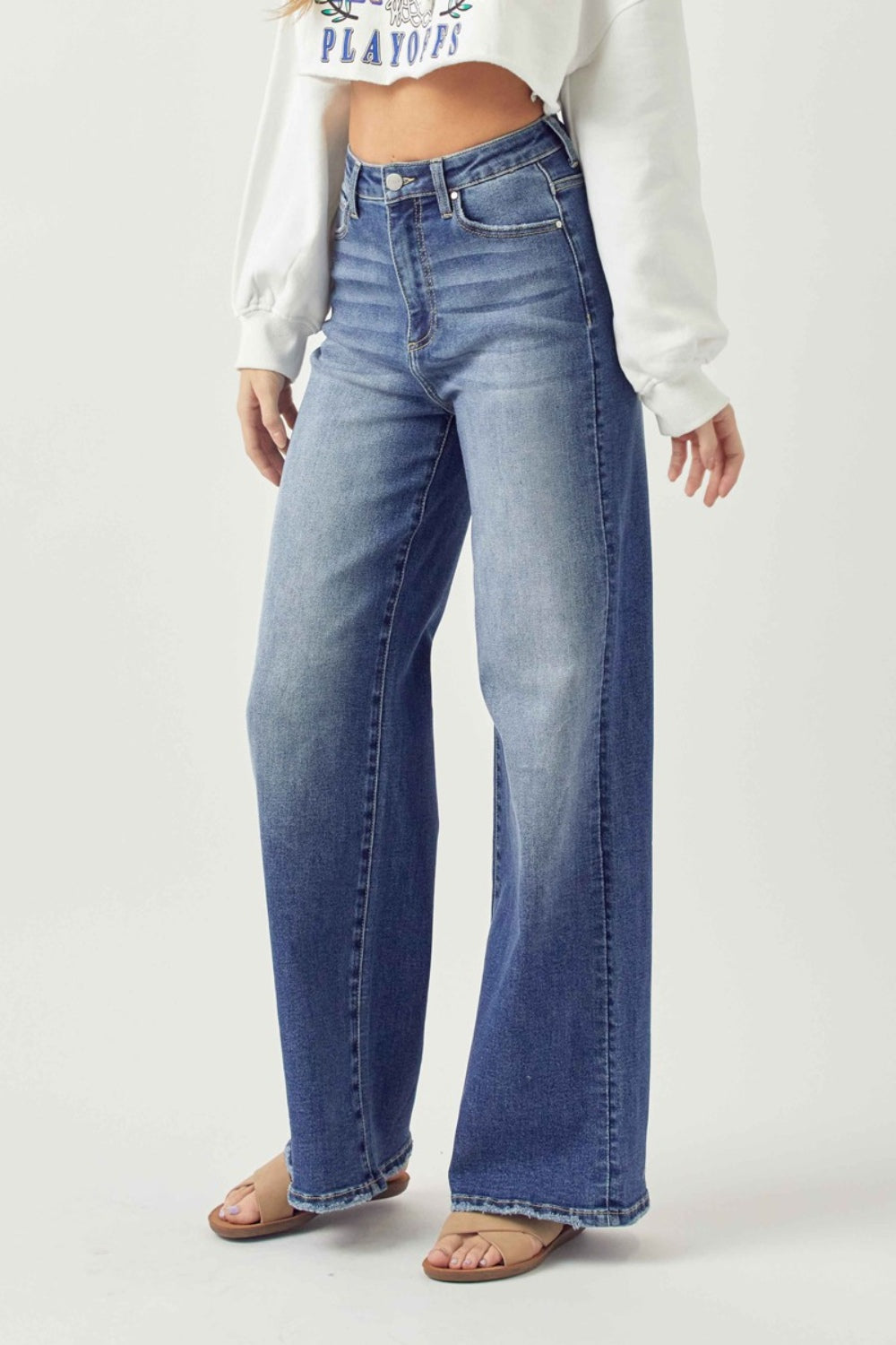 Lorena High Rise Wide Leg Jeans in Dark Wash