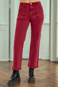 No Rough Patch Pocket Straight Jeans in Wine