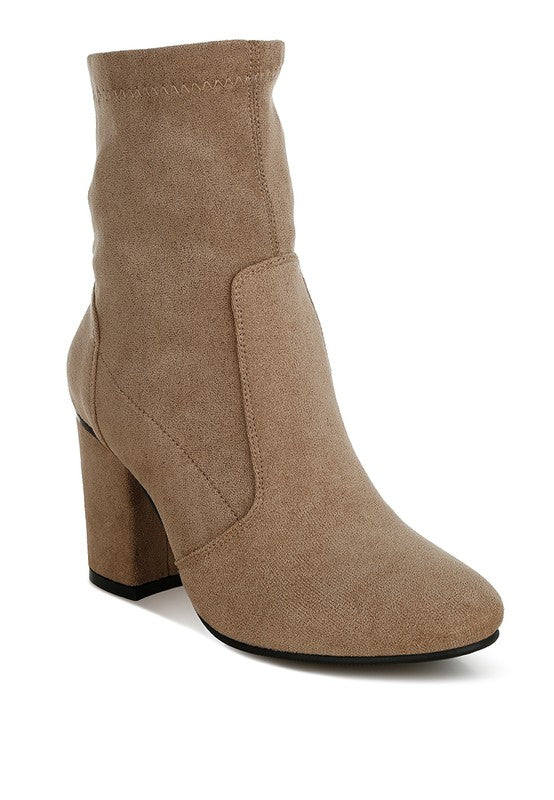 Panel Detail Sock Boots in Beige & Black