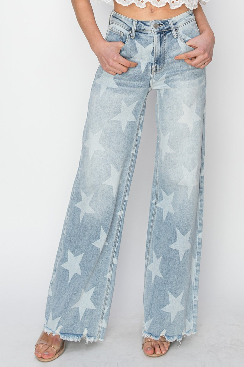 Sky Full of Stars Wide Leg Jeans in Light Wash