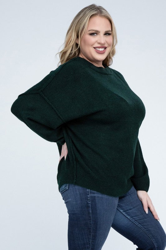 Allison Plus Raw Seam Melange Sweater in a Variety of Colors