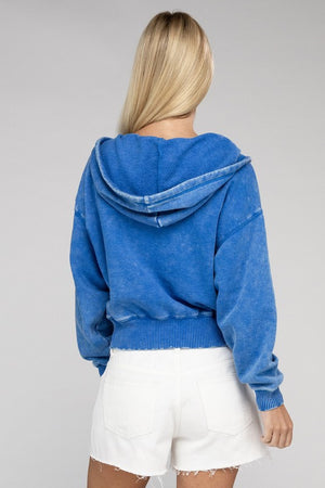 Cozy Acid Wash Fleece Drawstring Hoodie in a Variety of Colors