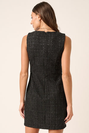 Chic & Elegant Tweed Mini Dress in Black