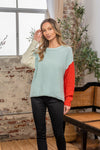 Color Me Happy Color Block Sweater in Blue/Rust