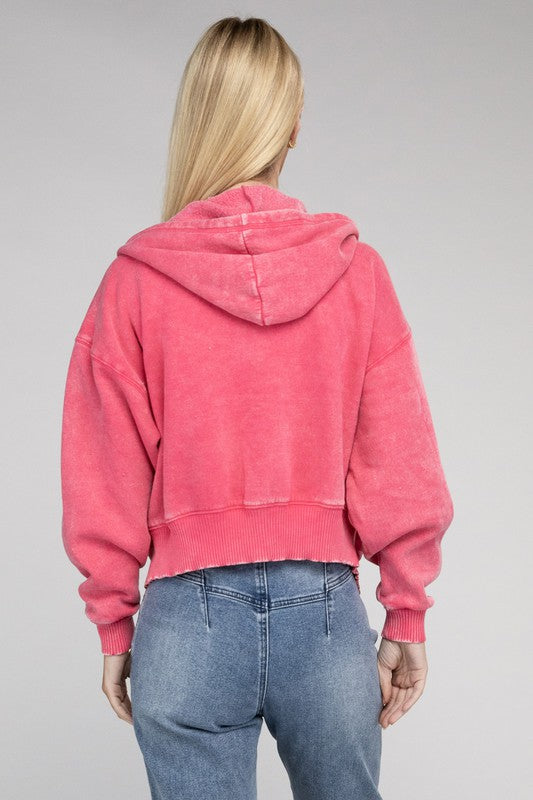 Cozy Acid Wash Fleece Drawstring Hoodie in a Variety of Colors