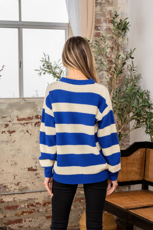 Stripes With Attitude Sweater in Navy/Ivory