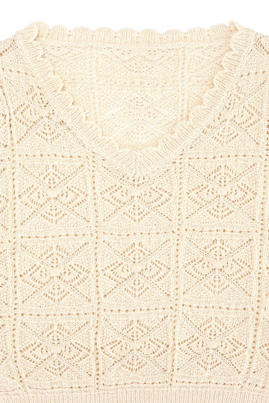 Utterly Sweet Crochet Knit Top in Ivory