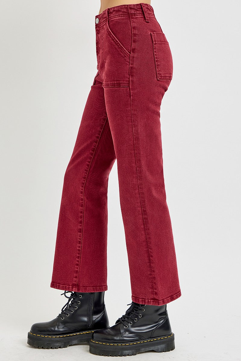 No Rough Patch Pocket Straight Jeans in Wine