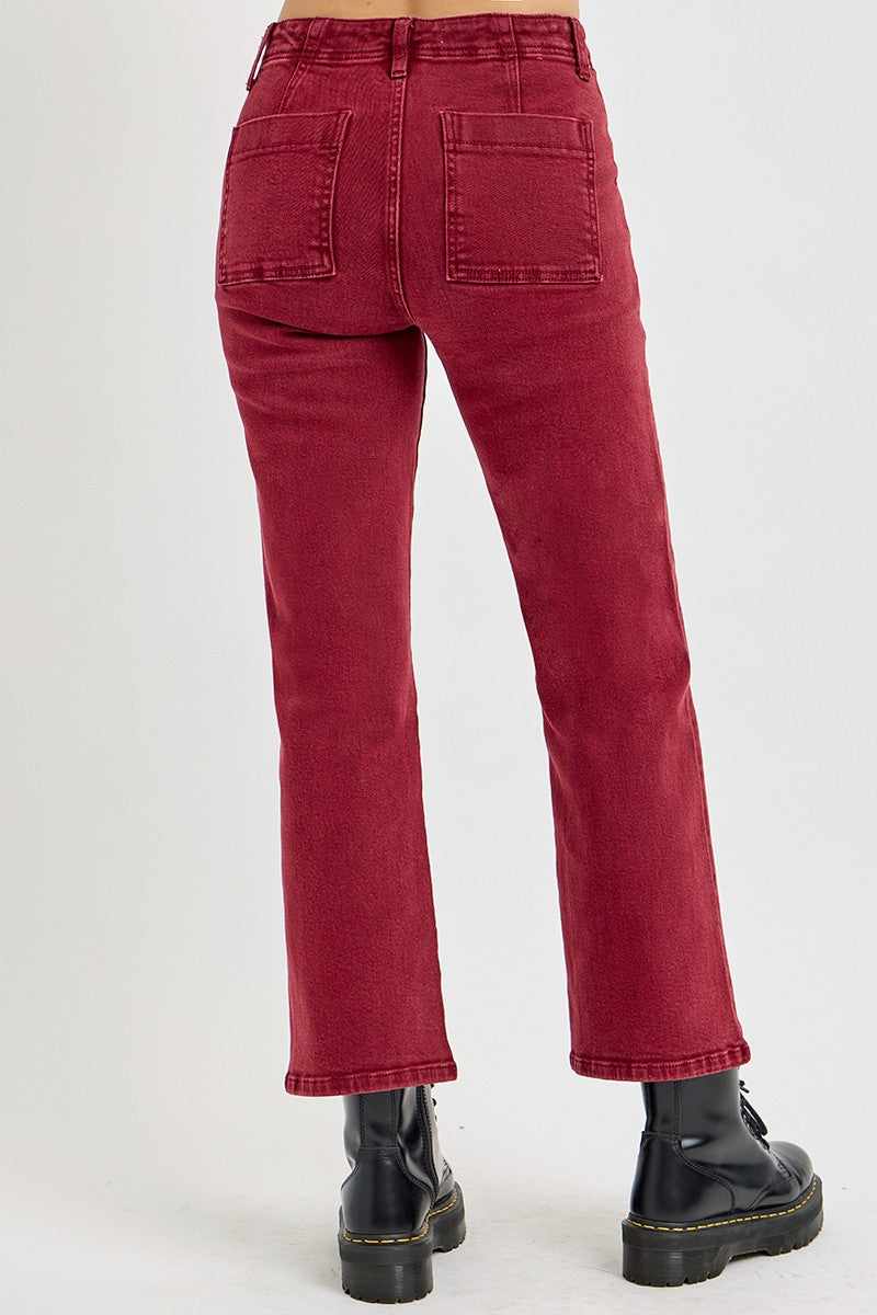 No Rough Patch Pocket Straight Jeans in Wine