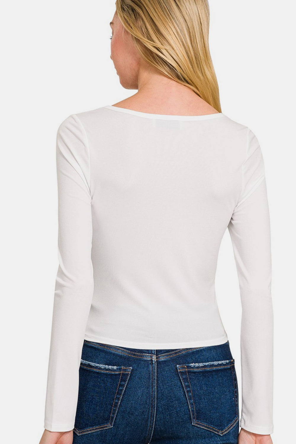 A Square Deal Square Neck Long Sleeve Tee n White