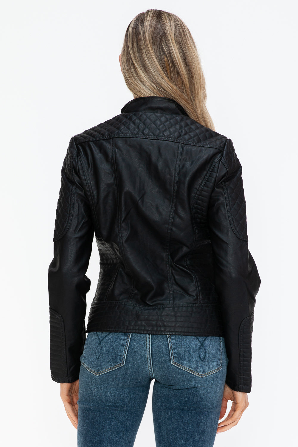 Velocity Faux Leather Moto Jacket in Black