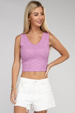 Rae Cropped Ribbed Sleeveless Top in a Variety of Colors