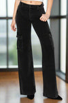 Utilitarian Edge Wide Leg Cargo Jeans in Black