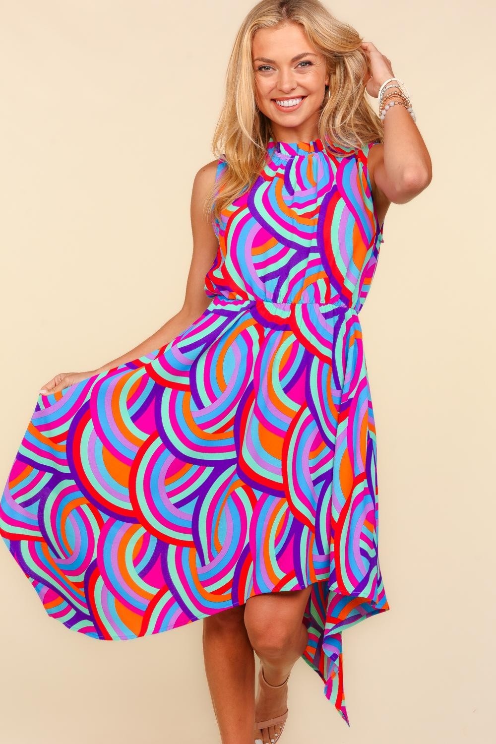 Kassia Asymmetrical Geometric Print Dress