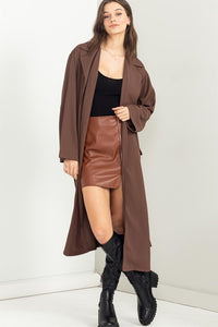 Astrid Trench Coat in Black & Dark Brown