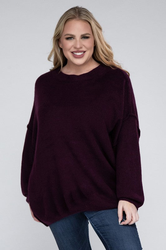 Allison Plus Raw Seam Melange Sweater in a Variety of Colors