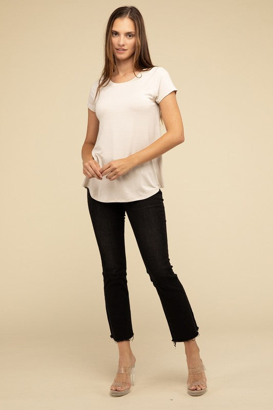 Ebb & Flow Rayon Short Sleeve Top in a Variety of Colors