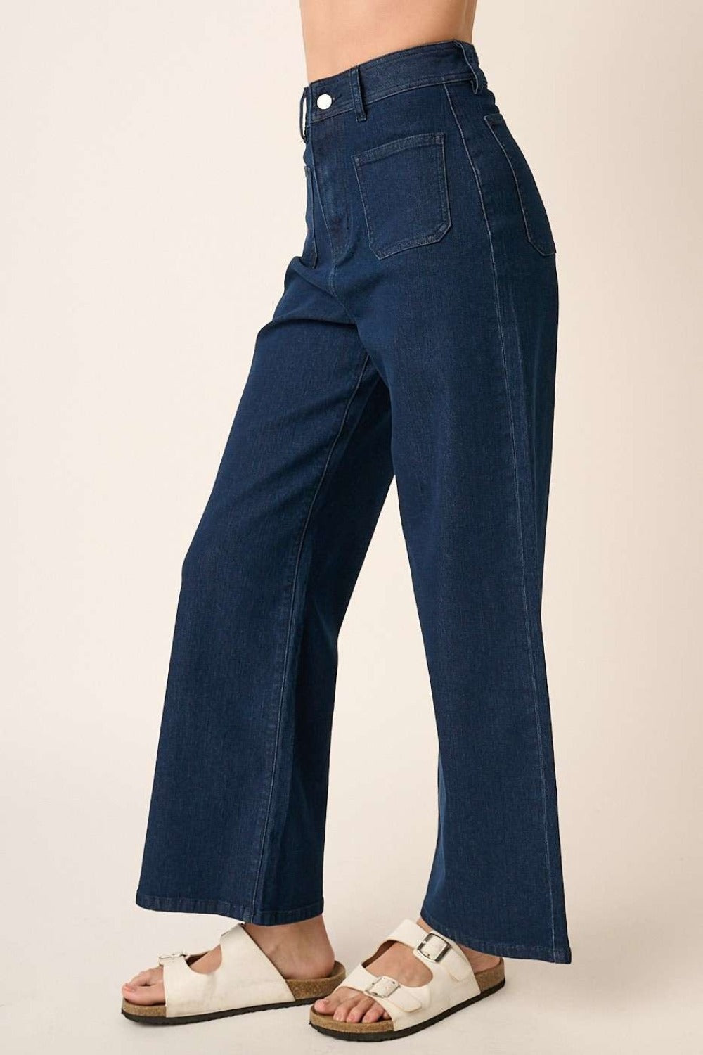 Noir High-Waist Wide Leg Jeans in Dark Wash