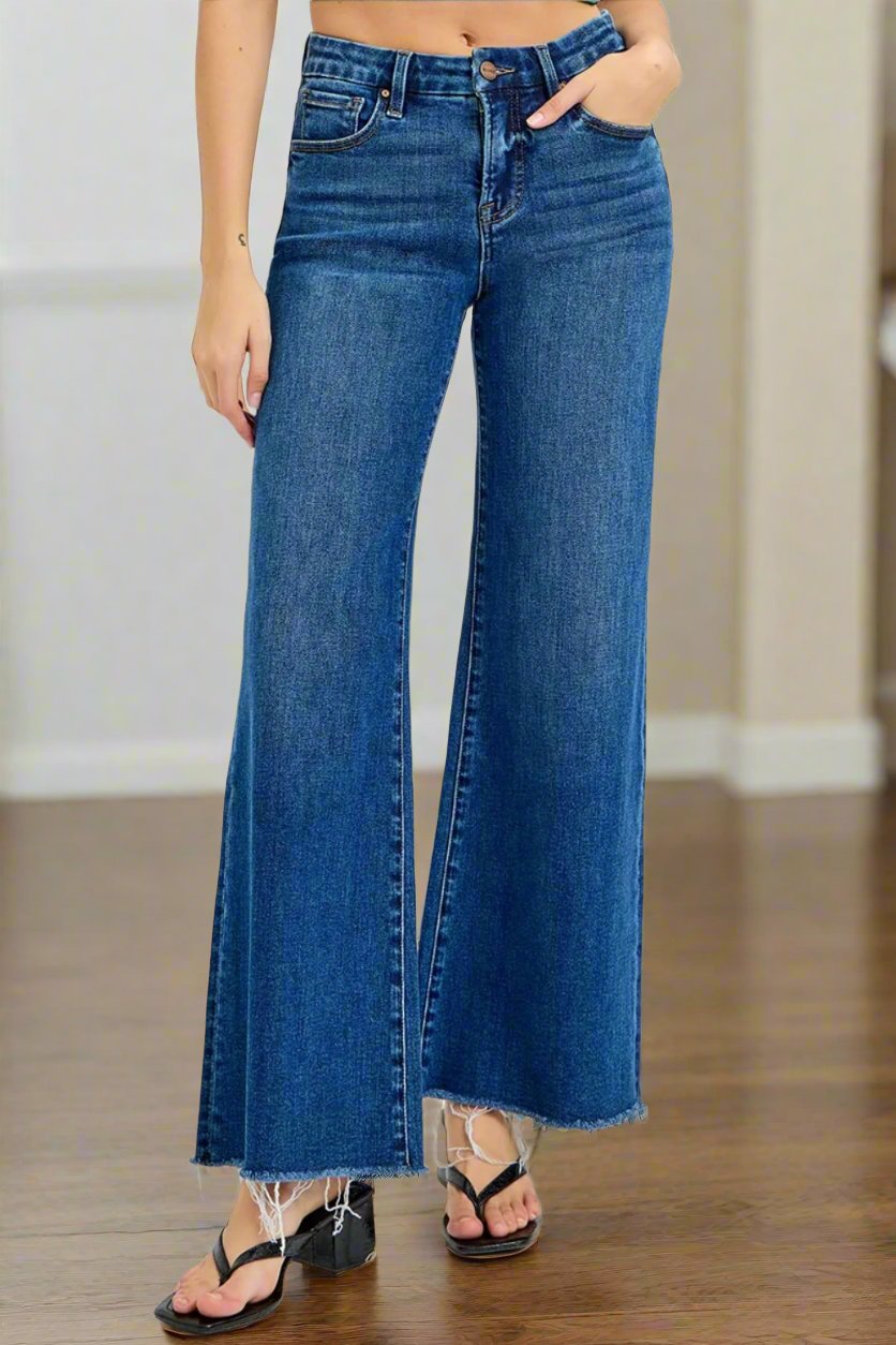 Shape Up Tummy Control Wide Leg Jeans in Dark Wash