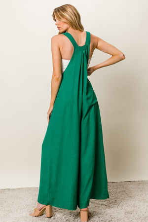 Amila Textured Wide Leg Jumpsuit in Jade