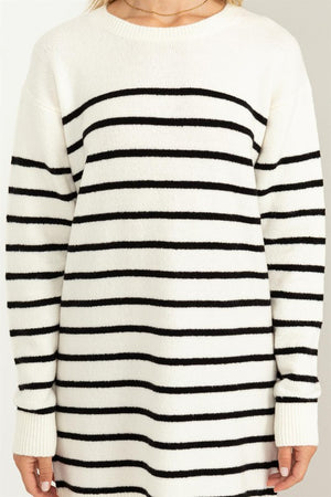 Blakely Oversized Striped Sweater Dress in Cream/Black & Black/Cream