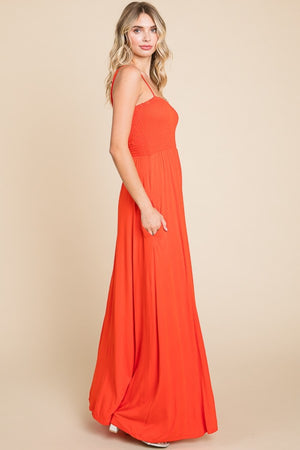 Nicola Smocked Cami Maxi Dress in Scarlet