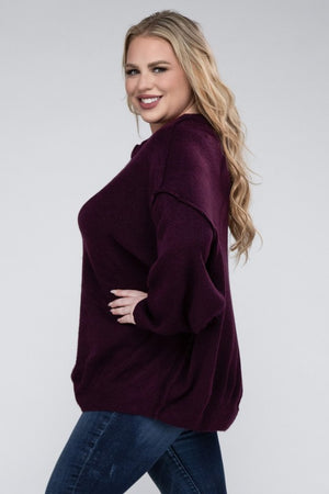 Allison Plus Raw Seam Melange Sweater in a Variety of Colors