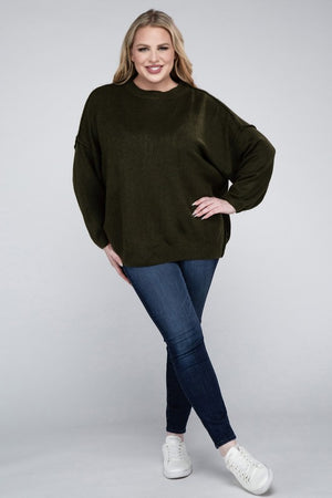 Allison Plus Raw Seam Melange Sweater in a Variety of Colors