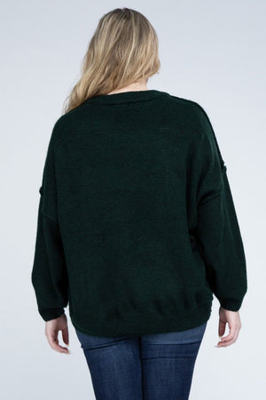 Allison Plus Raw Seam Melange Sweater in a Variety of Colors