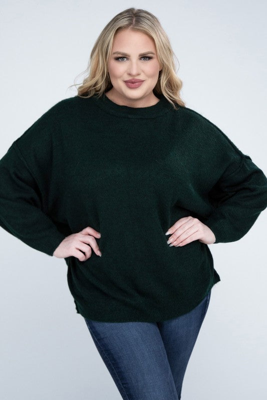 Allison Plus Raw Seam Melange Sweater in a Variety of Colors