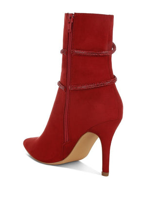 It's a Wrap Rhinestone Wrap Stiletto Boots in Red, Black, & Beige