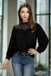 Romantic Lace Yoke Blouse in Black