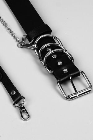 Ring Power Faux Leather Harness Belt in Black/Gold & Black/Silver