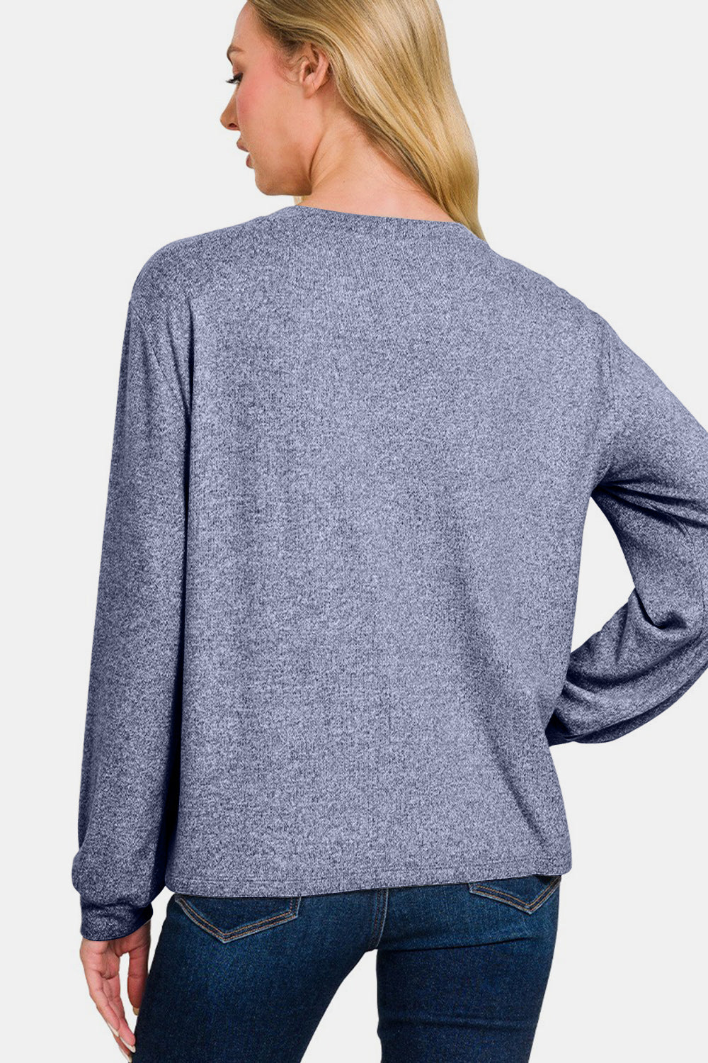 Hacci Haven Long Sleeve Tee in Light Navy