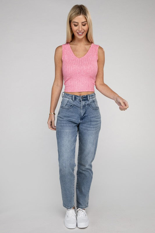 Rae Cropped Ribbed Sleeveless Top in a Variety of Colors