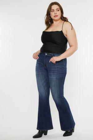 Jean-ius Moves Mid Rise Slim Flare Jeans in Dark Stone