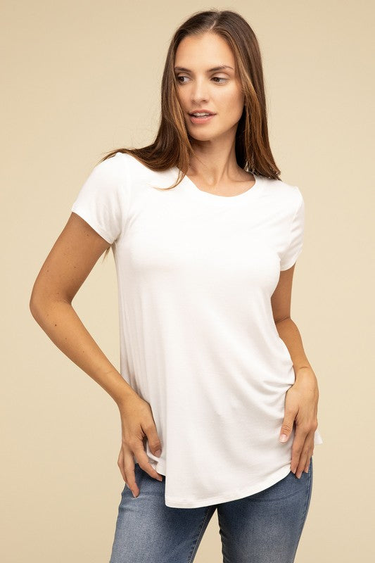 Ebb & Flow Rayon Short Sleeve Top in a Variety of Colors