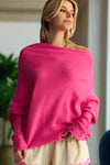 Cozy Cocoon Batwing Sleeve Sweater in Hot Pink