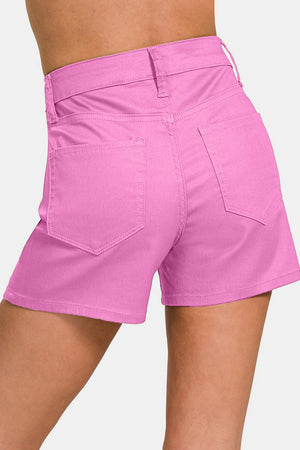 Cool Summer High Rise Denim Shorts in Mauve