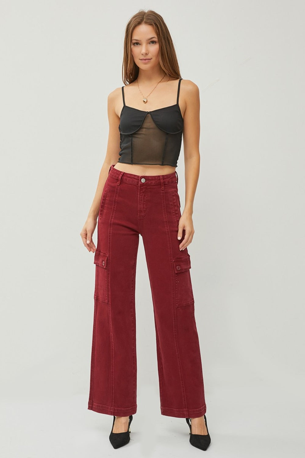 Wine & Dine High Rise Wide Leg Cargo Jeans