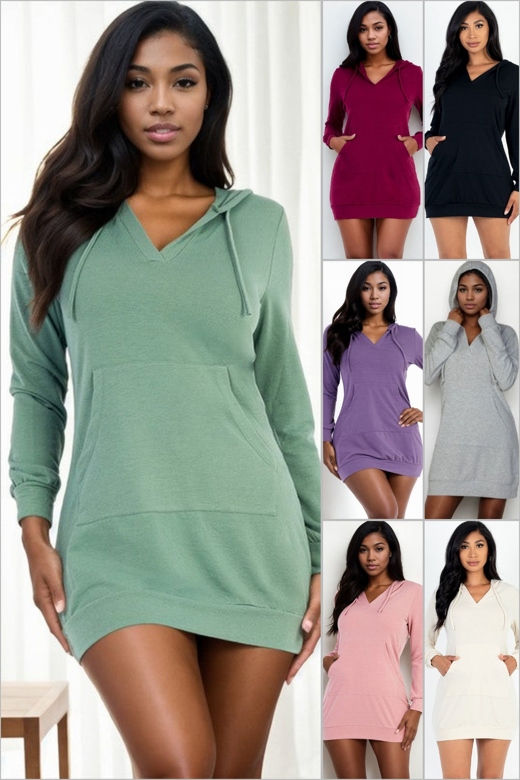 Cozy Comfort Hoodie Mini Dress in Assorted Colors