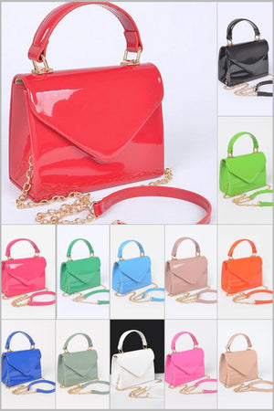 Véronique Top Handle PU Patent Leather Bag in Assorted Colors