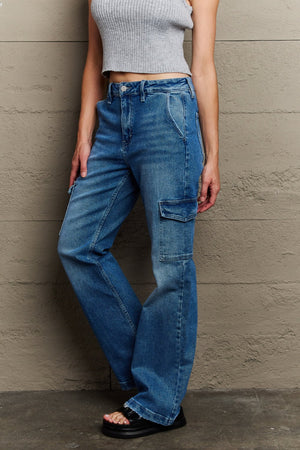 Holly High Waisted Cargo Flare Jeans