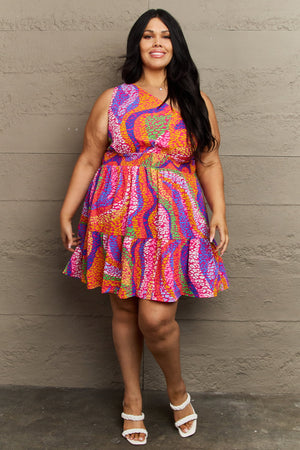 Fall Back Plus Size One Shoulder Mini Tiered Dress