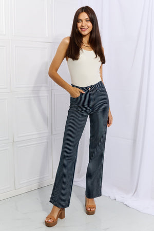 Cassidy High Waisted Tummy Control Striped Straight Jeans