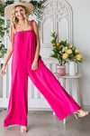 Gigi Wide Leg Jumpsuit with Pockets in Fuchsia